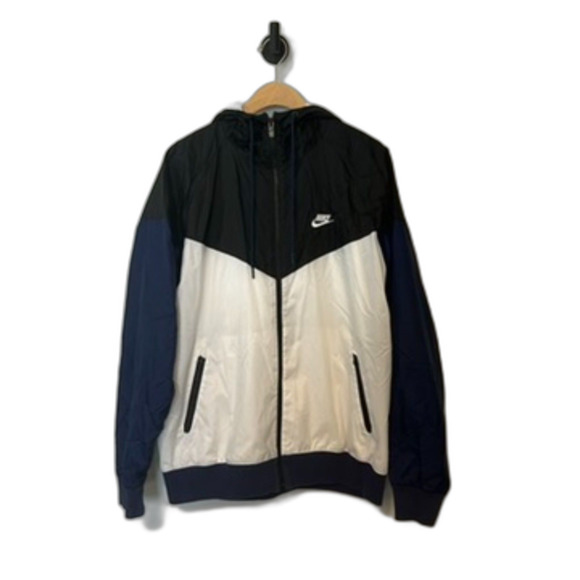Nike Womens Windbreaker Size Large Long Sleeve Black White Full Zip-up - Picture 16 of 16